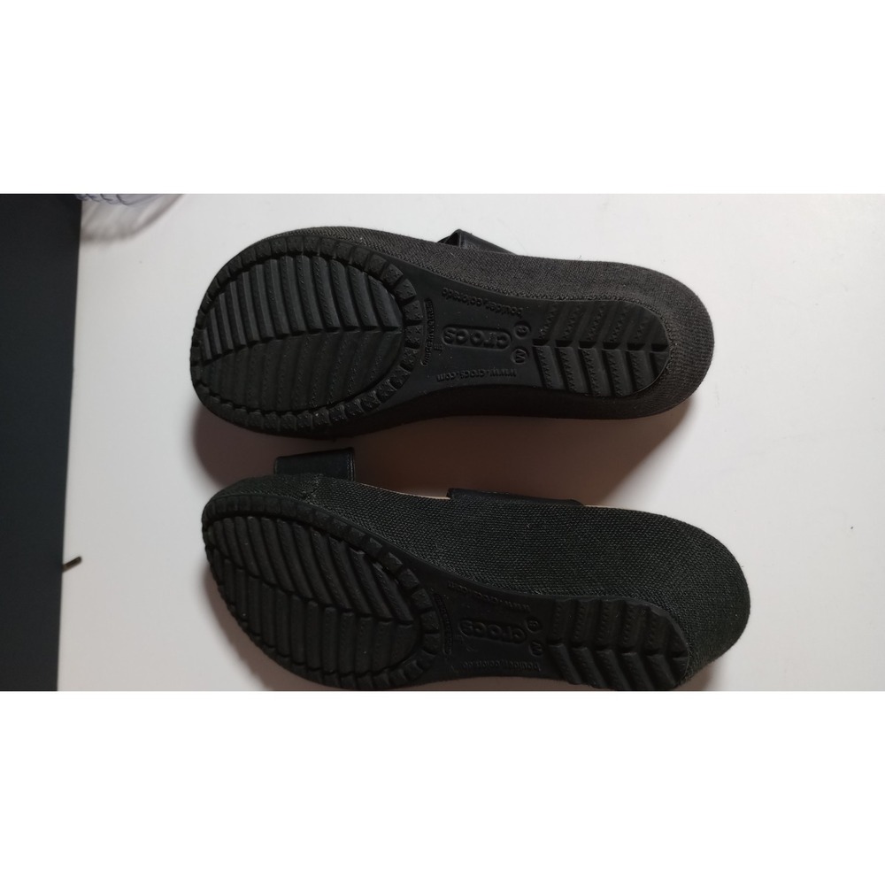 Womens Black Crocs Comfort Wedge Sandels Size 6 - Picture 7 of 8